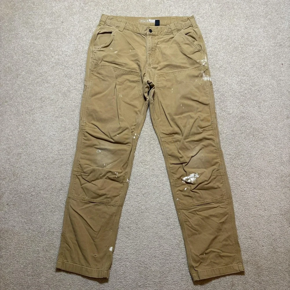 Carhartt Pants Mens 34x32 Tan Rugged Flex Relaxed Fit Work Carpenter Utility - Picture 2 of 16
